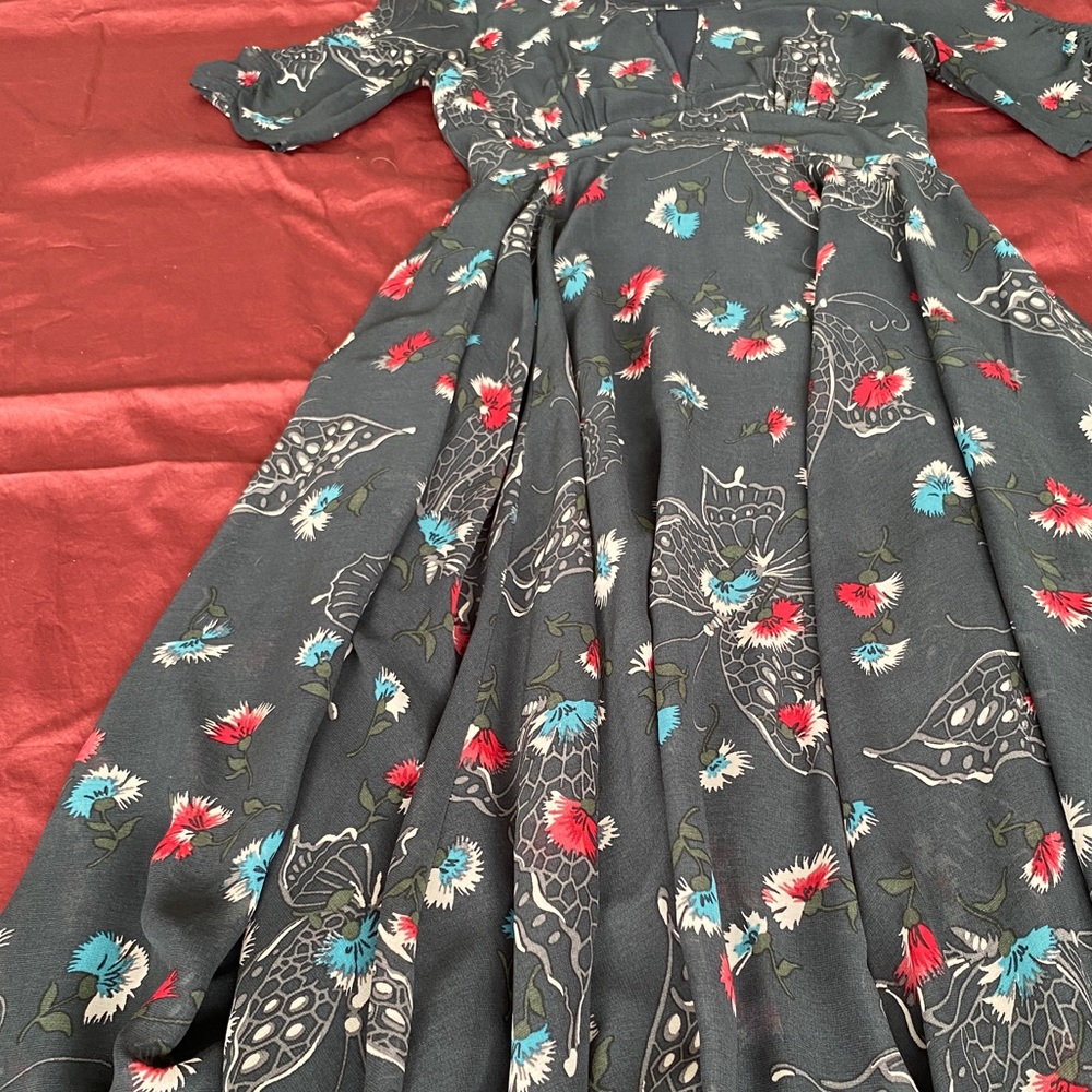 Free people navy blue butterfly floral dress - Picture 11 of 13